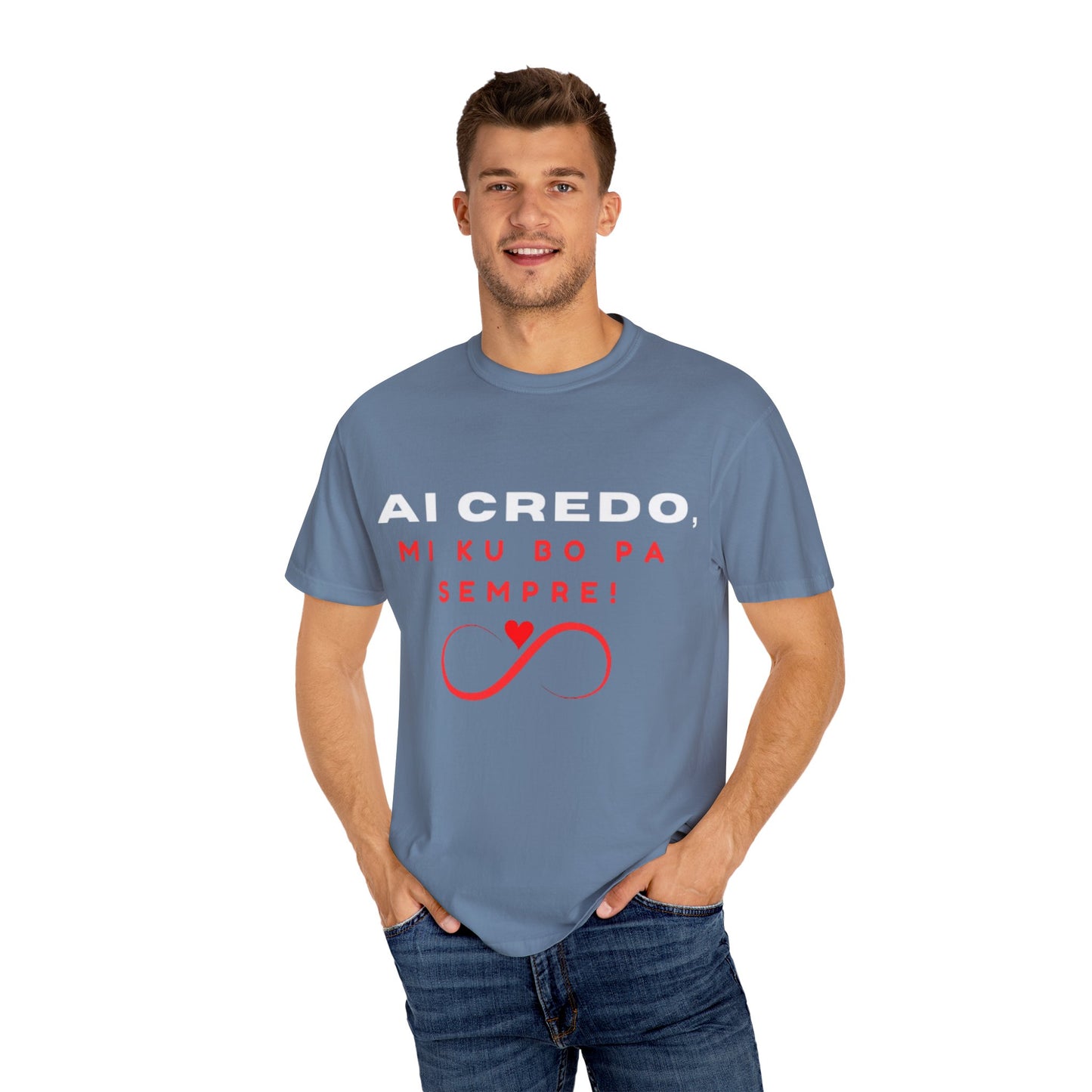 AI CREDO Unisex Garment-Dyed T-Shirt - Vibrant Yellow Love Message Tee