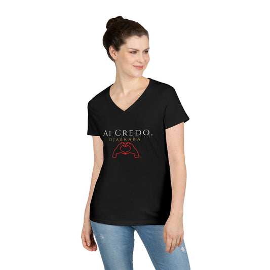 Al Credo Ladies' V-Neck T-Shirt - Embrace Love and Unity