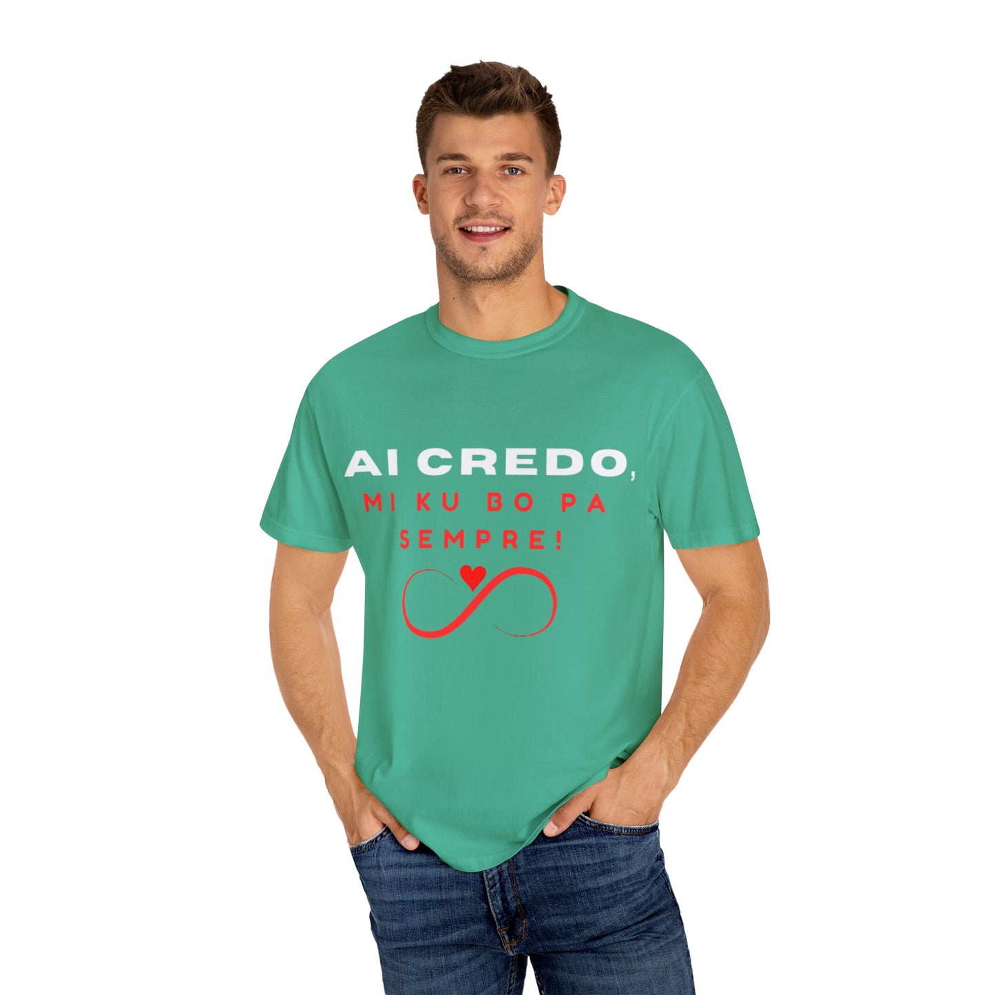 AI CREDO Unisex Garment-Dyed T-Shirt - Vibrant Yellow Love Message Tee