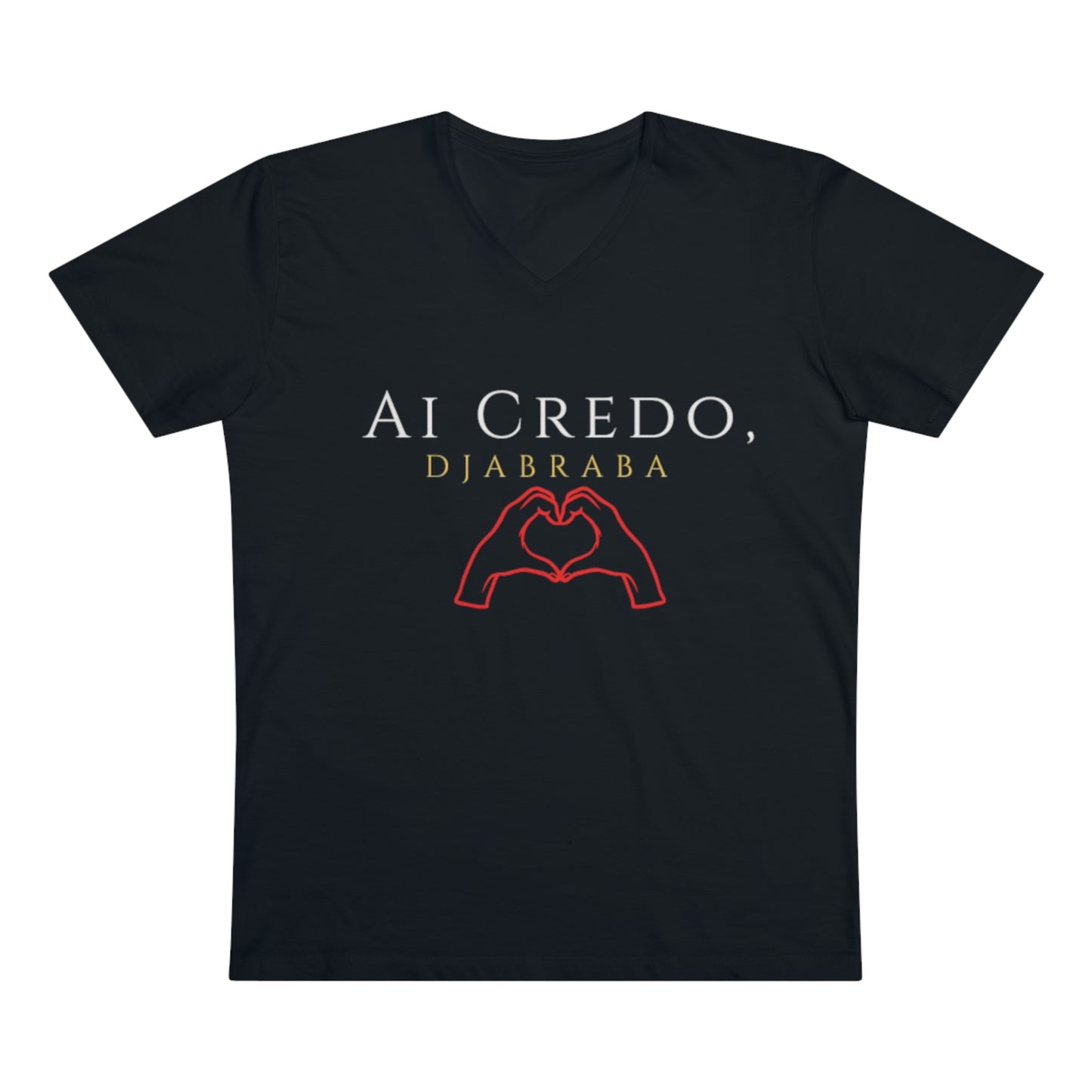 Men’s V-Neck Tee - 'Ai Credo, Djabraba' Heart Design