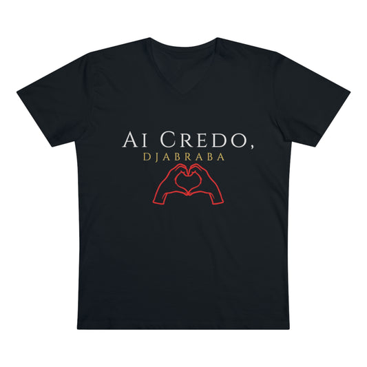 Men’s V-Neck Tee - 'Ai Credo, Djabraba' Heart Design