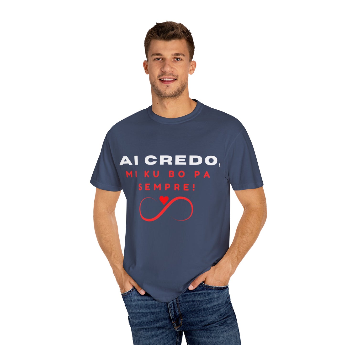 AI CREDO Unisex Garment-Dyed T-Shirt - Vibrant Yellow Love Message Tee