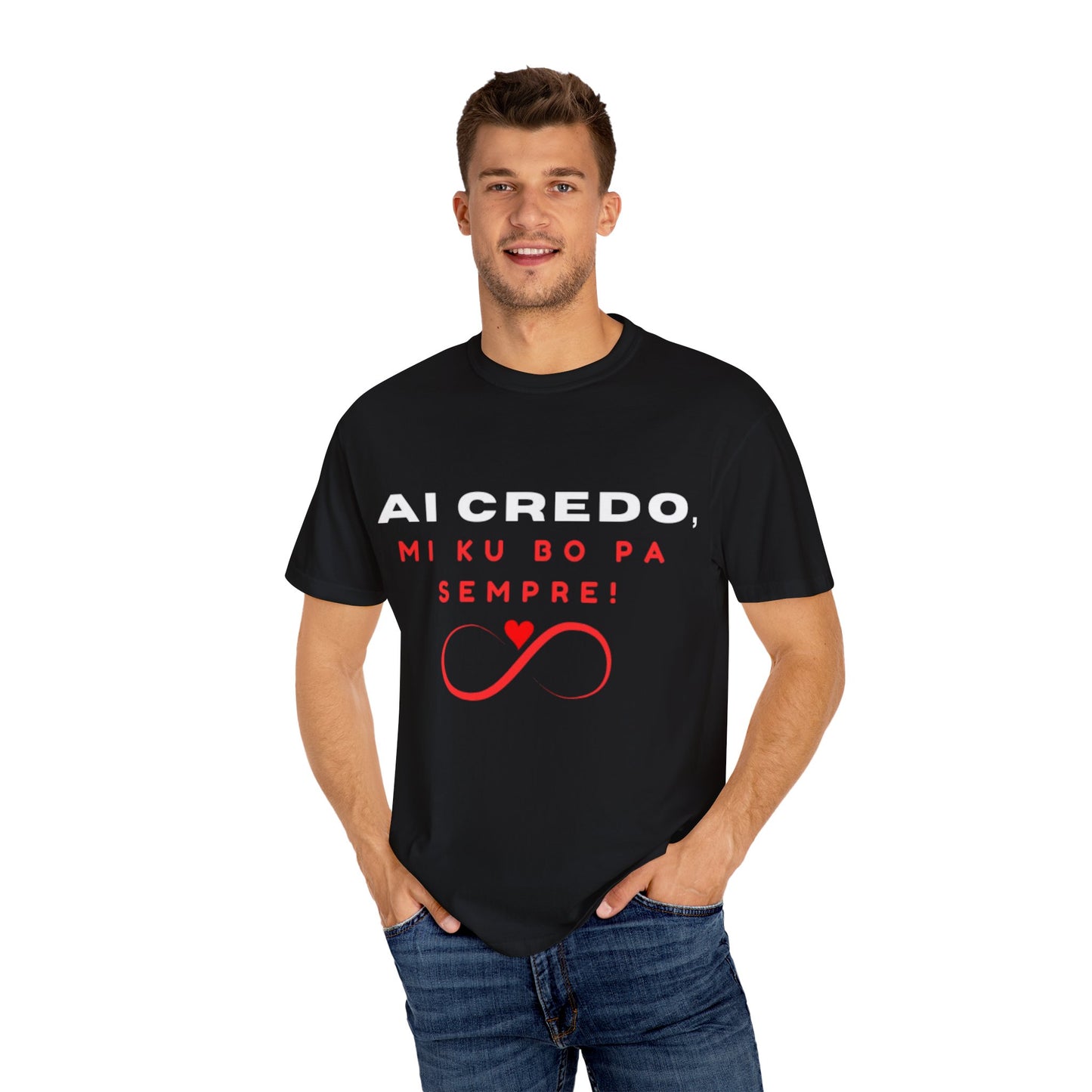 AI CREDO Unisex Garment-Dyed T-Shirt - Vibrant Yellow Love Message Tee