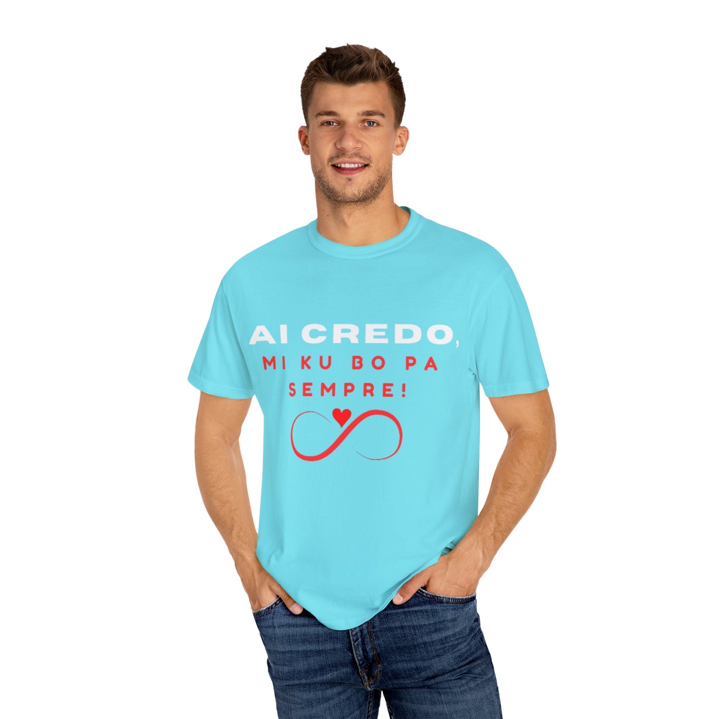 AI CREDO Unisex Garment-Dyed T-Shirt - Vibrant Yellow Love Message Tee