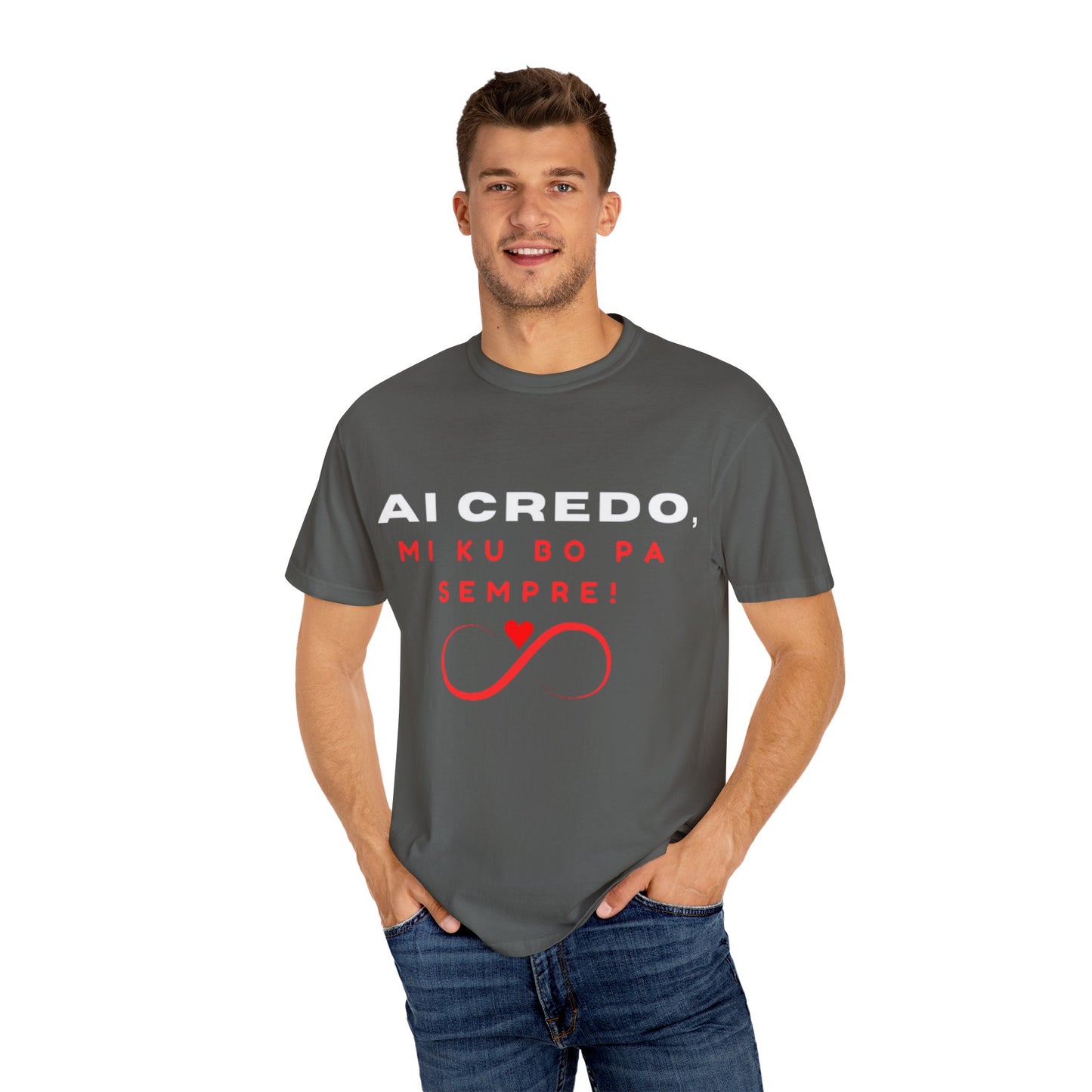 AI CREDO Unisex Garment-Dyed T-Shirt - Vibrant Yellow Love Message Tee