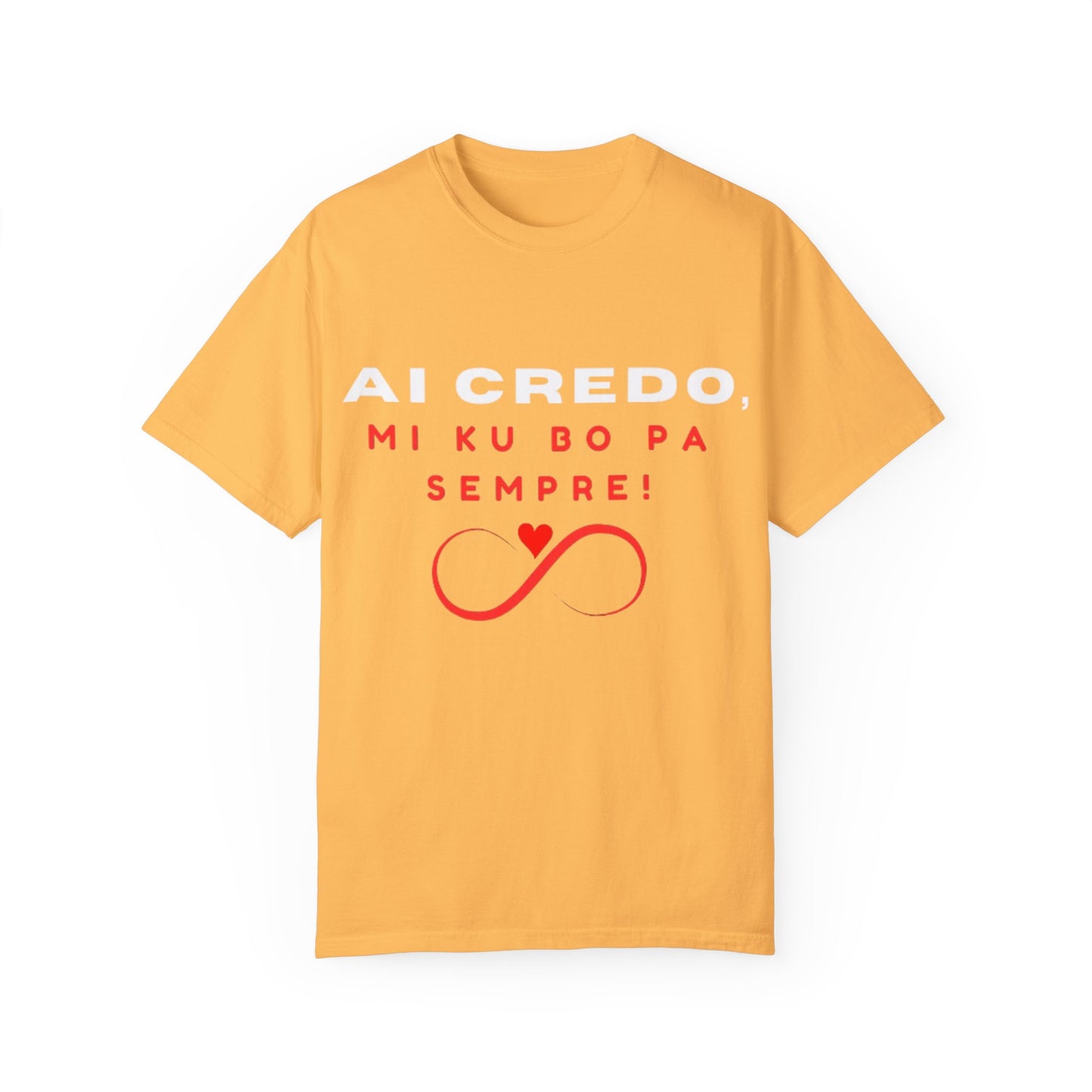 AI CREDO Unisex Garment-Dyed T-Shirt - Vibrant Yellow Love Message Tee