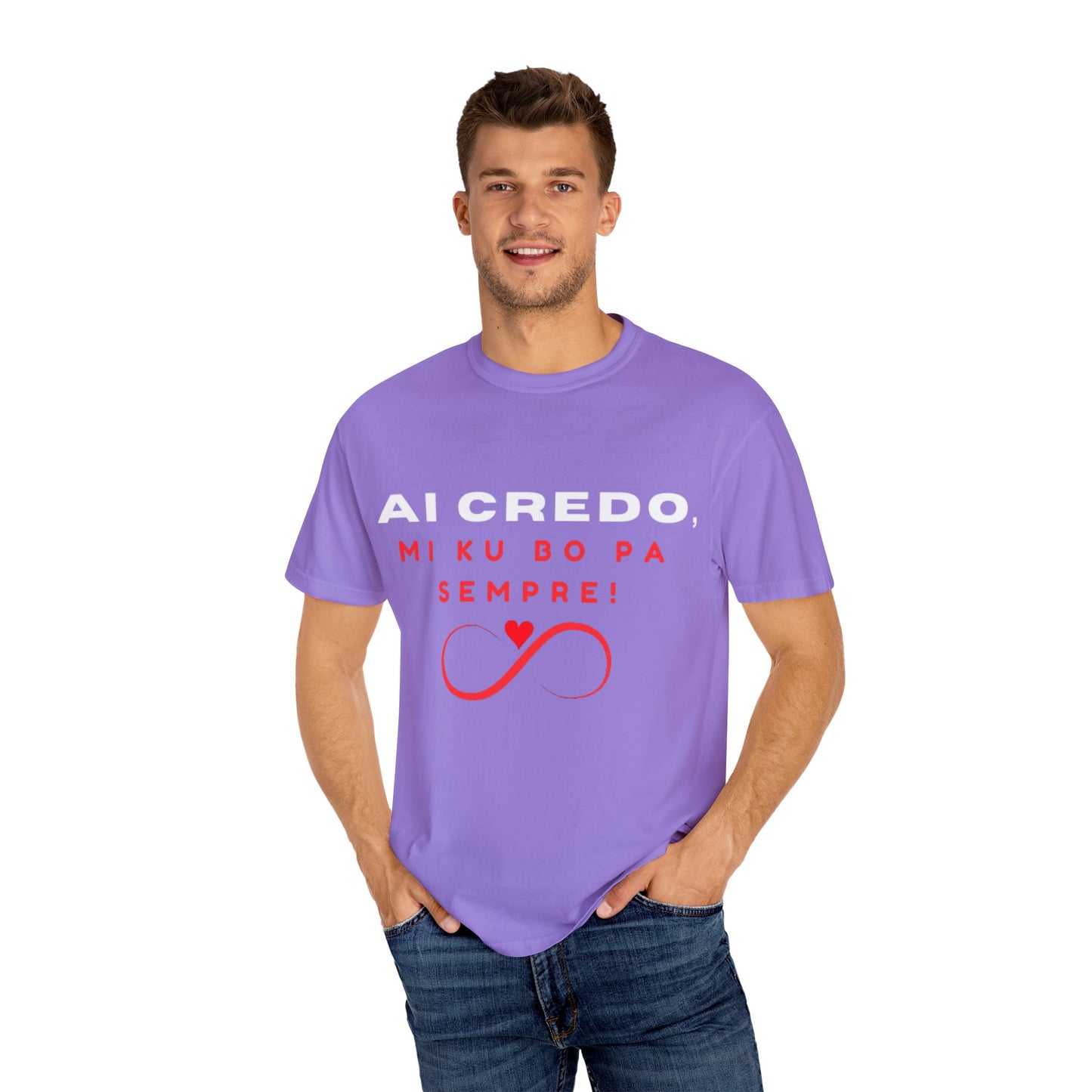 AI CREDO Unisex Garment-Dyed T-Shirt - Vibrant Yellow Love Message Tee