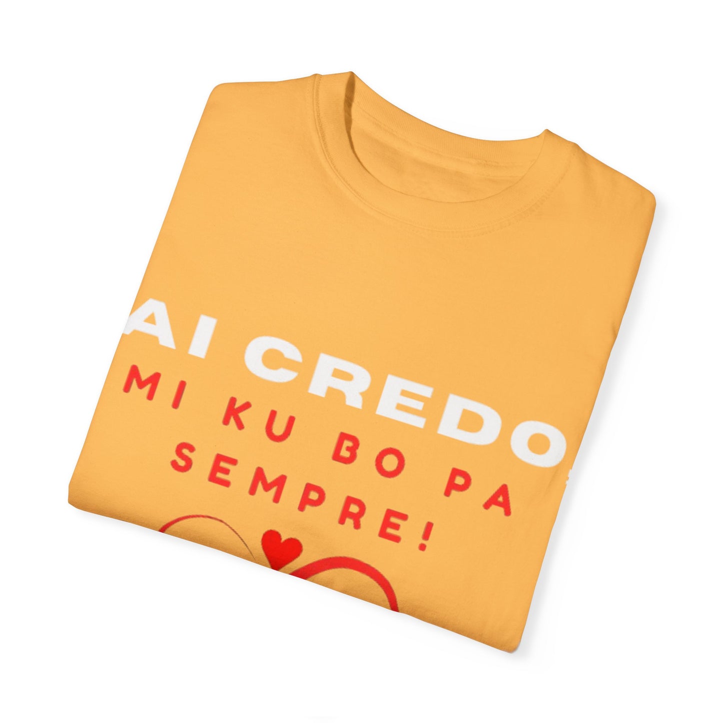 AI CREDO Unisex Garment-Dyed T-Shirt - Vibrant Yellow Love Message Tee