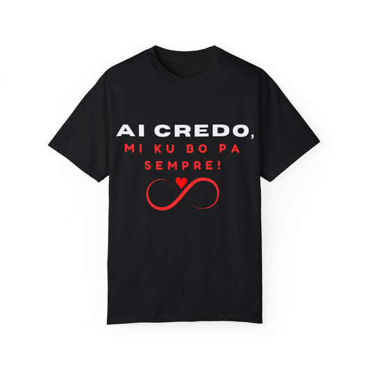 AI CREDO Unisex Garment-Dyed T-Shirt - Vibrant Yellow Love Message Tee